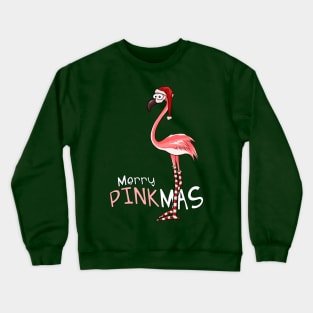 Merry Pinkmas Christmas Flamingo in Santa Costume Crewneck Sweatshirt